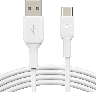 BoostCharge USB C charger cable, USB-C to USB-A cable, USB type C charging cable for iPhone 16, 15, Samsung Galaxy S24, S23, Google Pixel, iPad Pro, Nintendo Switch and more - 1m, White