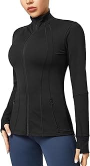 QUEENIEKE Women's Running Jacket Breathable Lightweight Sports Jacket Zipper Workout Jacket with Pocket for Yoga Fitness