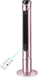 Oscillating Cooling Tower Fan Air Conditioner, 3 Speed 3 Wind Mode Swing Head Rotating Oscillation Silent Tower Fan, 7.5 Hour Timer and Remote Control, 50W, White, Rose Gold, Gold