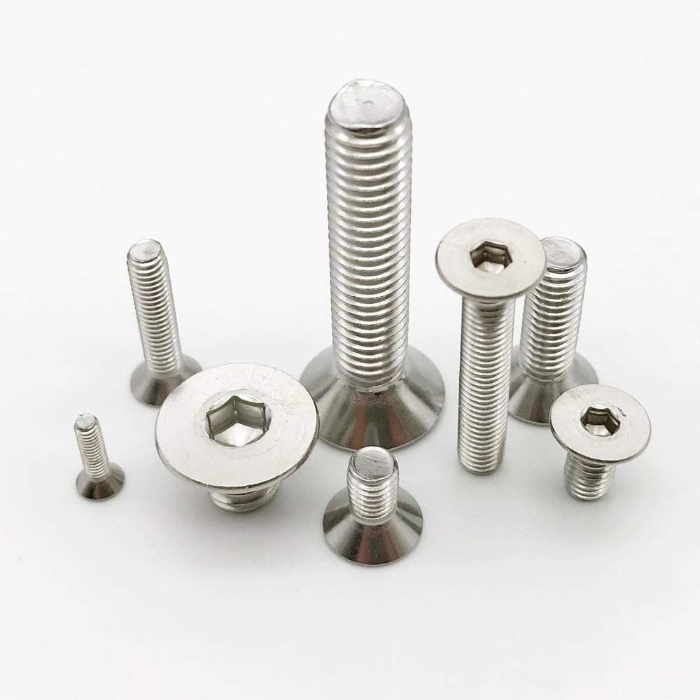 10/50pc M2 M2.5 M3 M4 M5 M6 M8 304 A2 Stainless Steel GB70.3 Hexagon Hex Socket Head Flat Countersunk Allen Bolt Screw L=3-100mm,14mm,M6 (10pcs)