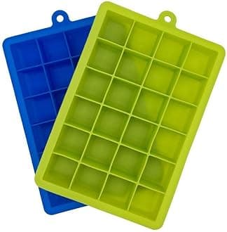 Clazkit Silicone Ice Cube Trays 2 Pack - 24 Cavity Per Ice Tray [Multicolor]