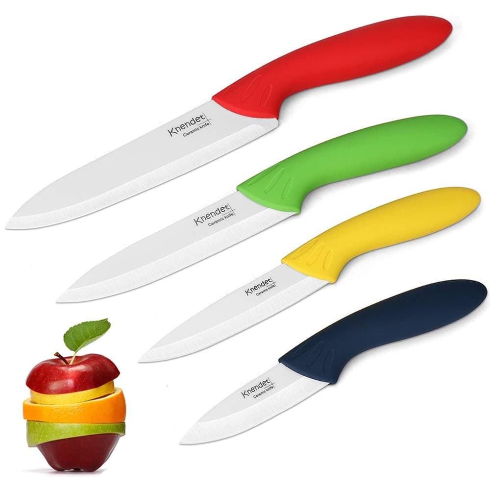 Ceramic Knife Set, 4 Piece Ultra -Sharp Professional Kitchen Chef Knives with Sheath Covers, Used for Cooking Vegetable Fruit and Bread