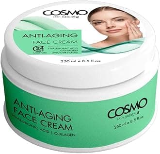 Cosmo Skin Naturals Anti Aging Face Cream 250ml | 24 Hours Moisture | Hyaluronic Acid | Collagen | Uva/uvb Filters | Skin Care