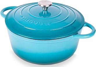 Cast Iron Dutch Oven with Lid – Non-Stick Ovenproof Enamelled Casserole Pot – Sturdy Dutch Oven Cookware – Blue, 2.1-Quart, 20cm – by Nuovva