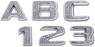 Personalized Set of Chrome Auto Letters and Numbers - Crystal Style