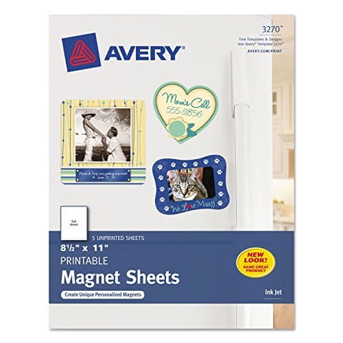 Printable Inkjet Magnet Sheets, 8 1/2 x 11, White, 5/Pack