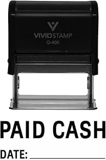 Paid Cash with Date Line Self Inking Rubber Stamp (Black Ink) - X-Large 5 Pack