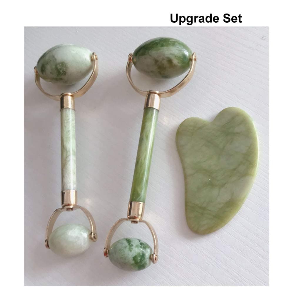 Pack of 3 Anti Aging Jade Roller for Face Roller Natural Jade Roller Facial Massager & Gua Sha Scraping Tool Rejuvenates Face Neck Skin Beauty Sliming Tool