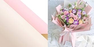 XICHEN 20 Sheets/Double-Sided Colors Flower Wrapping Paper,Waterproof Florist Bouquet Paper,DIY Crafts,Different Double-Sided Colors 58 x 58cm(22.8x 22.8 inch) (Light pink + Milky white)