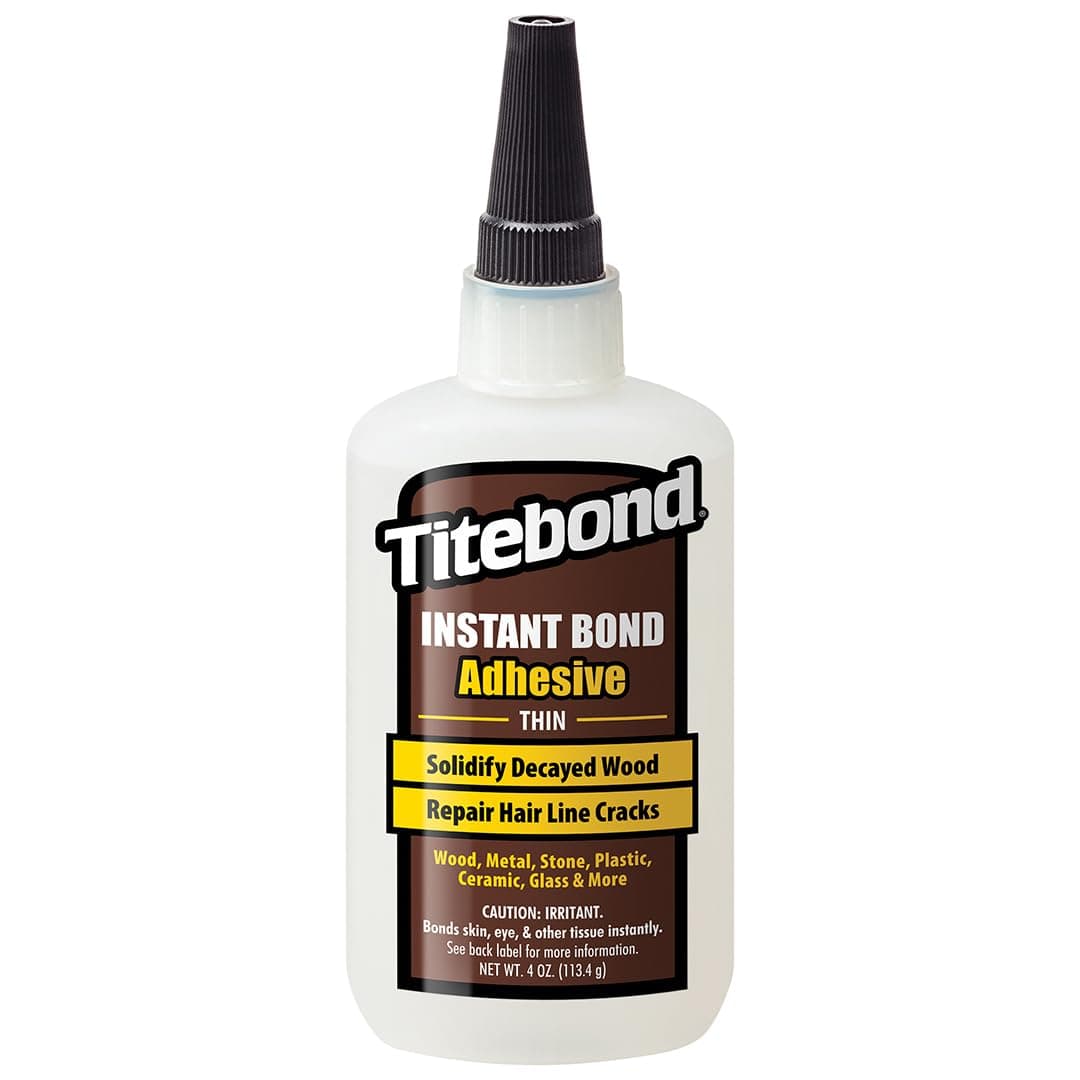 Titebond Instant Bond Thin Adhesive, 3-second Bond, Home Repair, Woodworking, Crafts, Hairline Cracks, Filling Wood Knots, 4 oz. 6202