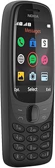 6310 with curved 2.8 inch display, numeric keyboard, 8 MB RAM, 16 MB memory (32 GB with microSD cards), 1150 mAh battery, 0.3 Megapixel rear camera, FM radio - black