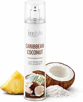 Light Refreshing Body & Hair Mist, Caribbean Coconut, Premium Women’s Body Spray, Infused with Panthenol, CLEAN, Vegan, Paraben-Free, Phthalate-Free, 8 Fluid Ounces