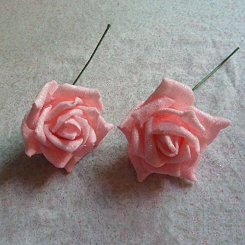 Chic 50 branches/pack diy craft artificial real touch floral foam roses glitter flower for Wedding decor cartoon bouquet