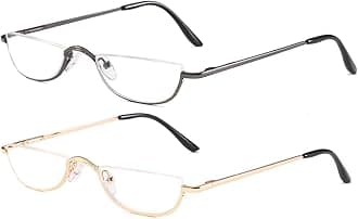 Half Frame Reading Glasses - Half Moon Readers with Spring Hinge for Women Men
