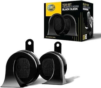 HELLA 3FH 011 225-831 Trumpet Horn - HELLA ESSENTIAL HORN TE20 SET - 12V - 110dB(A) - 400Hz-500Hz - High Tone/Low Tone - Electric - ECE - Housing Colour: Black - Quantity: 2