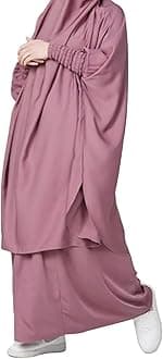 FPOVFPO Womens Muslim Solid Abaya 2 Piece Prayer Dress with Hijab Islamic Maxi Kaftan Dubai Ramadan Full Length Dress