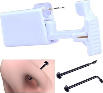 1PC Disposable Nose Piercing Gun Self Nose Piercing Kit Piercing Nose Rings Piercer Hypoallergenic Black Plating Nose Stud