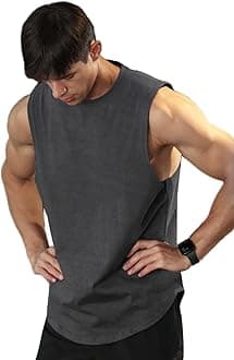 Viisendy ProMen's Athletic Tank Tops Vest Workout Bodybuilding Workout Gym Shirts Cotton Cut Out Sleeveless Muscle Tees