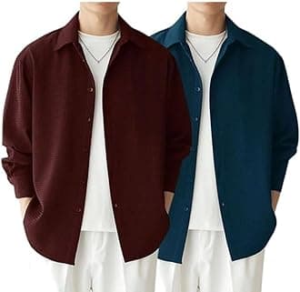 Leriya Fashion Men's Formal Button Down Shirt – Slim Fit Shirt's for Men | Textured Long Sleeve Polycotton| Business & Meeting Ready (Available in Plus Size and Combo Pack of 2)