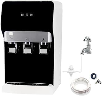 Self-Cleaning Bottleless Water Cooler Dispenser Countertop Built-in Filtration System 4 Stage Filters with Tri Temp Dispense and Night Light, Black, FYT530-1