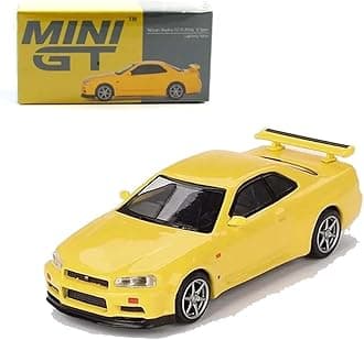 Breatoi Mini GT Die Cast Collectrors Model Cars : (Niss'an Skyline GT-R (R34) V-Spec Lighting Yellow)