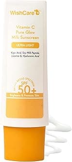 WishCare Vitamin C Sunscreen SPF 50 PA++++ | Pure Glow Milk | Oil Free | No White Cast | 50g