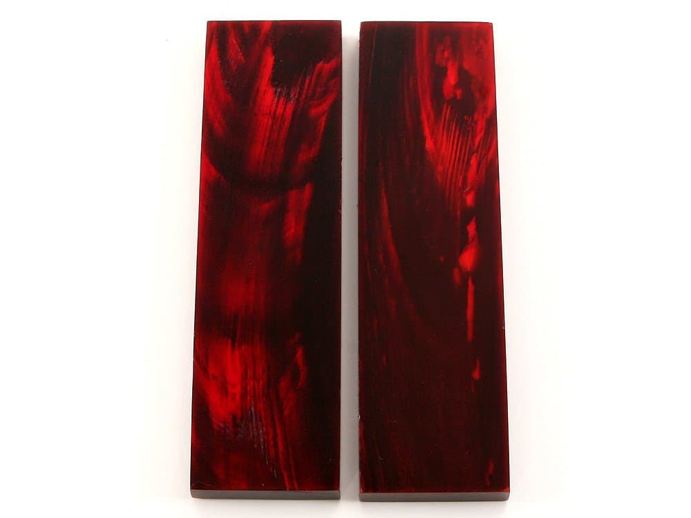 KnifeKits: Knife Handle Material - Flat Top Buffalo Horn - Red