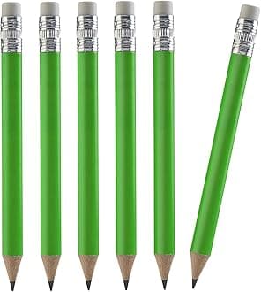 TH Golf 100pcs Premium Golf Pencils, 4 Inch Mini Half Pencils with Eraser Sharpened Wood Mini Round for Schools Wedding Toddlers Home Corporate Multiple Colours (Neon Green)