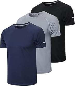 1/3 Pack Mens T-Shirts Quick Dry Short Sleeve Tops Adult Moisture Wicking Active Athletic Running Work Shirts