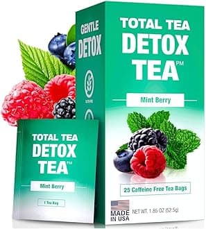 Total Tea Slimming Detox Tea Caffeine Free, Herbal Blend with Chamomile, Hibiscus and Ginger Root for Colon Cleanse and Weight L0SS, Weight Management Drink Mint Tea (25 Bags)