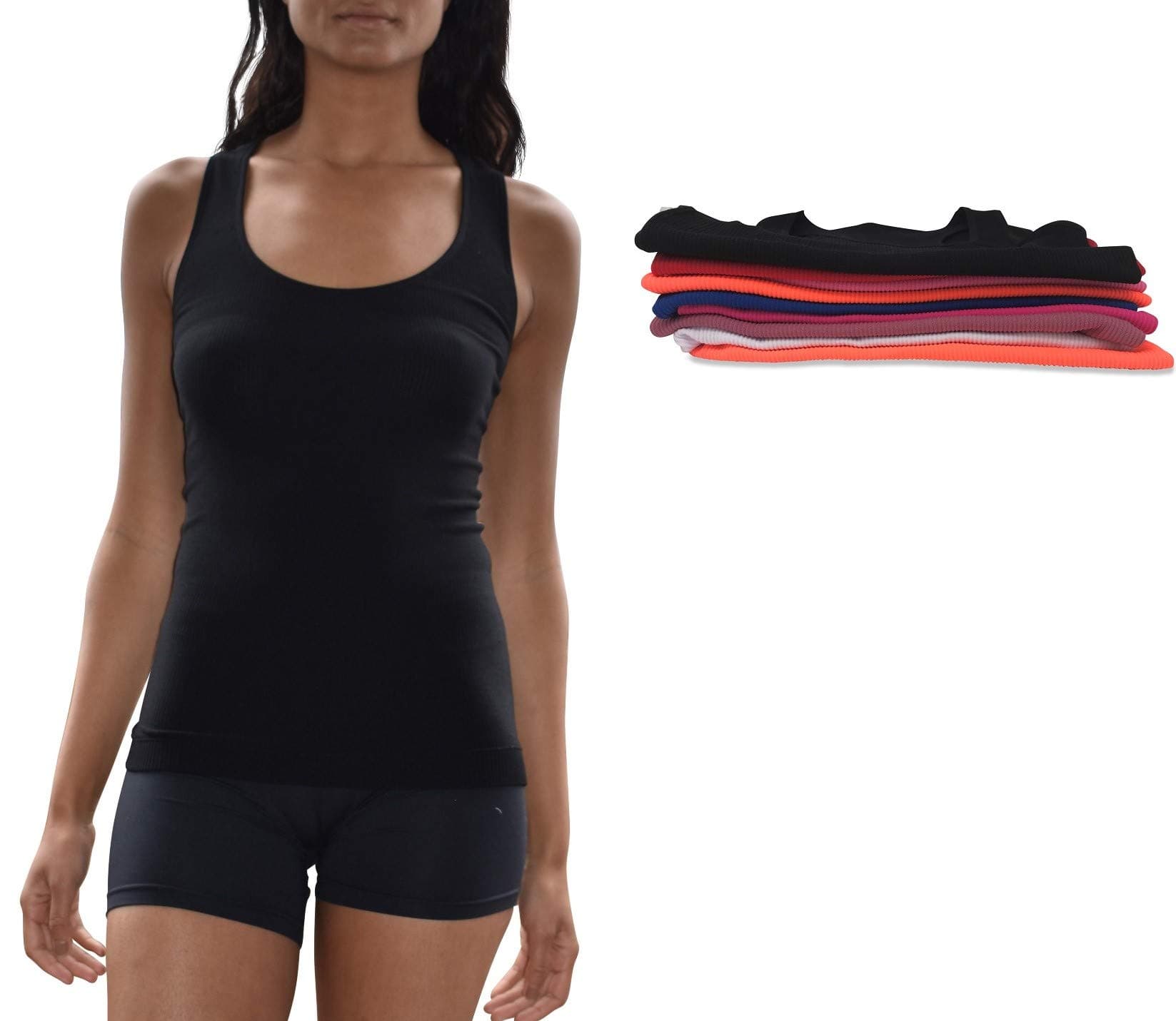 BEST BRAND BASICS Women's 10 Pack Power Active Stretch Racerback Yoga Sport Tank Top (10 Pack - Assorted Colors, 1 Size S-XL)