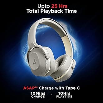 boAt Rockerz 425 Bluetooth Wireless On Ear Headphones Signature Sound, Enx Tech, ASAP Charge, 25H Playtime, Bluetooth V5.2, Dual Pairing with Mic (Ash Grey)