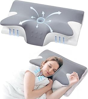 Memory Foam Neck Pillow, Effective Pain Relief Cervical Neck and Shoulder Pillows for Sleeping, Odorless Ergonomic Contour Bed Pillow for Side Sleep Stomach and Back Sleeper (Grey)