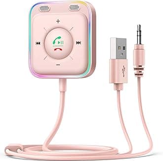 Bluetooth 5.4 Receiver for Car, AUX Bluetooth Car Adapter, 3.5mm Wireless Audio Receiver for Home Stereo/Wired Headphones, Hands-Free Call, Noise Cancelling, Pink