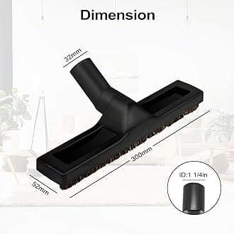Anboo 32mm 1 1/4 inches Inner Diameter Vacuum Accessories Deluxe Extra Large 12 Inch hardwood Brush 1-1/4inch Multi Surface Hosehair Vacuum Floor Brush 360 Degrees Swivel Head Hard Floor Brush