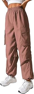 High Waist Cotton Trousers for Women – Flared Parachute Pants with Side Pockets | Casual Travel Cargo Pants