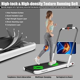 Goplus 2 in 1 Folding Treadmill, 2.25HP Under Desk Electric Superfit Treadmill, Installation-Free with APP Control, Remote Control, Bluetooth Speaker, LED Display, Walking for Home