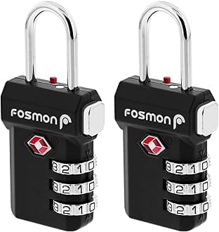 Fosmon TSA Approved Luggage Locks, Suitcase Travel Lock with Push Release Button for Extra Security, 3 Digit Combination Padlock for Gun Case Backpack Zipper Anti Theft Gym Locker - Black, 2 Pack