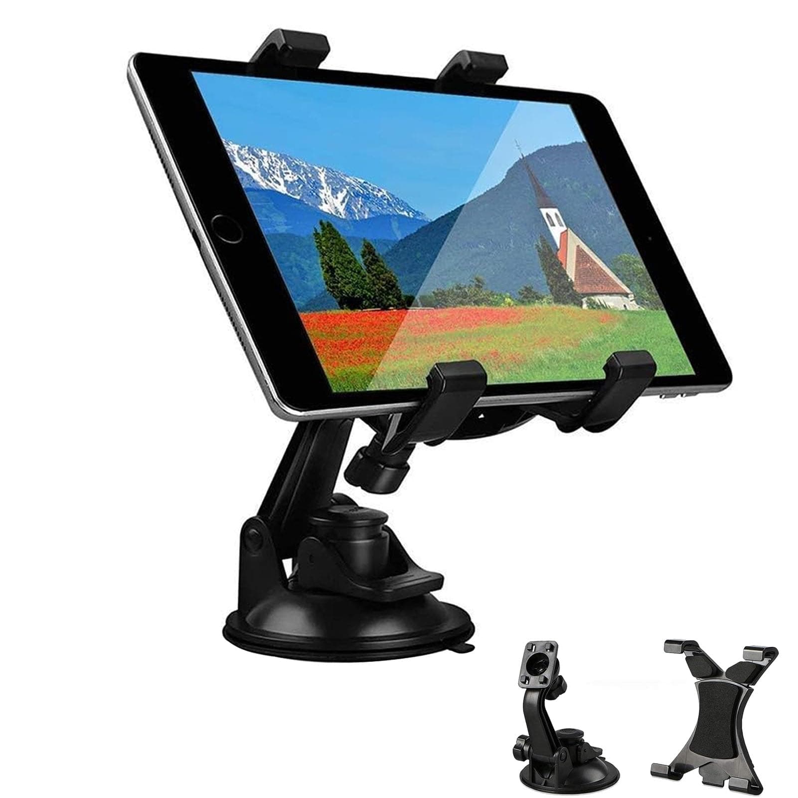Car Tablet iPad Holder Mount, Suction Cup Tablet Holder Stand for Car Windshield Dash Desk Kitchen Wall Compatible with iPad mini Air Samsung Galaxy Tab A S Series All 7-10 inches