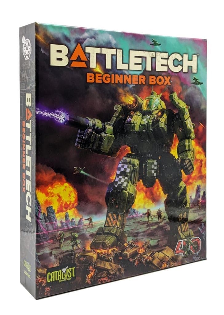 BattleTech Beginner Box 40th Anniversary by Catalyst Game Labs | 2 Players | Ages 14+ | Miniatures Wargame Starter Set with 2 Mech Miniatures, Mapsheet, Dice, Quick-Start Rules & MechWarrior Cards
