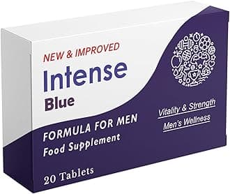 Intense Blue 20 Tablets - Herbal Supplement for Men - Men's Health Support - Korean Ginseng, Tribulus Terrestris - Made in The UK