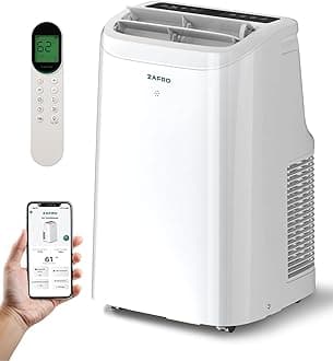 ZAFRO 12000 BTU Portable Air Conditioners (8000 BTU SACC), AC Unit for Bedroom with Drainage-free Cooling, Fan & Dehumidifier, 47dB Quiet, 24H Timer, APP Control/Remote/LED Display