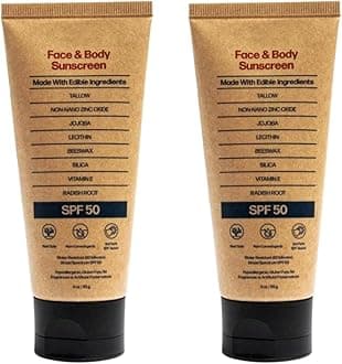 Tallow Sunscreen | 2 Pieces Mineral Sunscreen Spf 50 | Mineral Tallow Sun Screen | Beef Tallows Face and Body Sun Cream | Tallows UV Protection for Women and Men Daily Sunmmer Outdoor Use