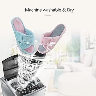 Magtoe Adjustable House Slippers for Women Memory Foam Soft Indoor Shoes Coral Fleece Lined Open Toe Home Slip on Slides Sandals All Seasons