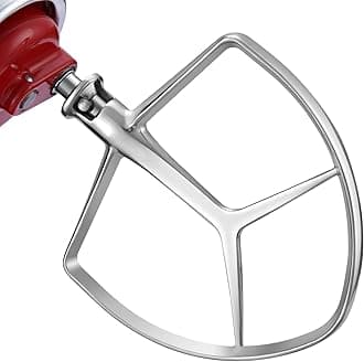 GdrtwwhStainless Steel Flat Beater Attachment for KitchenAid 7 Quart Bowl Lift Stand Mixer,Replacement Parts Bread Hook, Dishwasher Safe(Replace KA7QCFB)