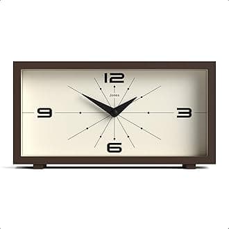 Odeon' Desk Clock | Modern Rectangular Design in Brown, Stylish Retro Look for Shelf, Table, Mantel or Bedside