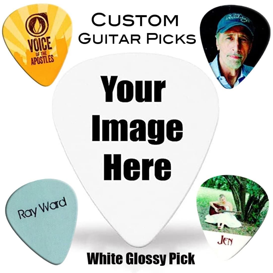 - Personalized Guitar Pick - White Eco Friendly Biodegradable - Full-Color Custom Guitar Picks with Your Photo or Design. Durable Material with Detailed Print. Great Gift for Any Musician. (5)