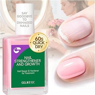 Protein Nail Strengthener for Damaged Nails: Pink 15ml Natural Nail Hardener Extra Strong and Growth for Brittle Nails - 6 in 1 Weak Nail Repair for Salon & Home DIY - For Housewives Working Women