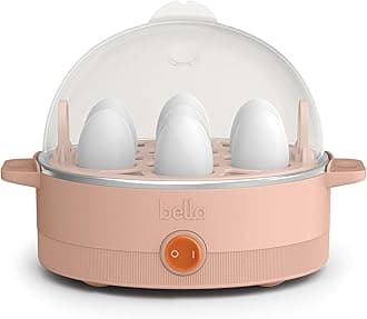 bella Electric Egg Cooker, 7 Eggs Capacity Tray, Single Stack, for Poached, Scrambled, Hard, Medium & Soft Boiled Eggs, Omelets and Steamed Dumplings, Auto Shutoff, 360 Watt, Blossom