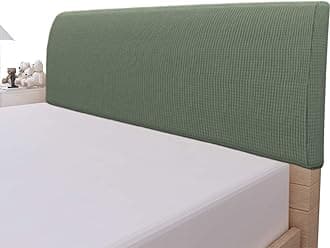 Easy-Going Stretch Bed Headboard Cover,Small Square Jacquard Headboard Slipcover, Dustproof Bed Head Cover for Bedroom (Twin,Greyish Green)